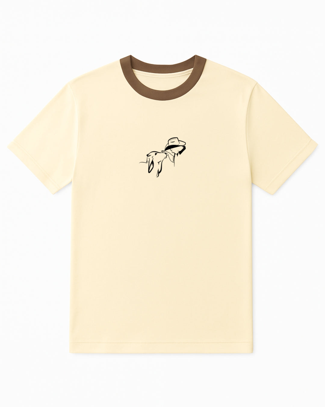 Camiseta manga corta color Beige, con detalles en café (Hombre)