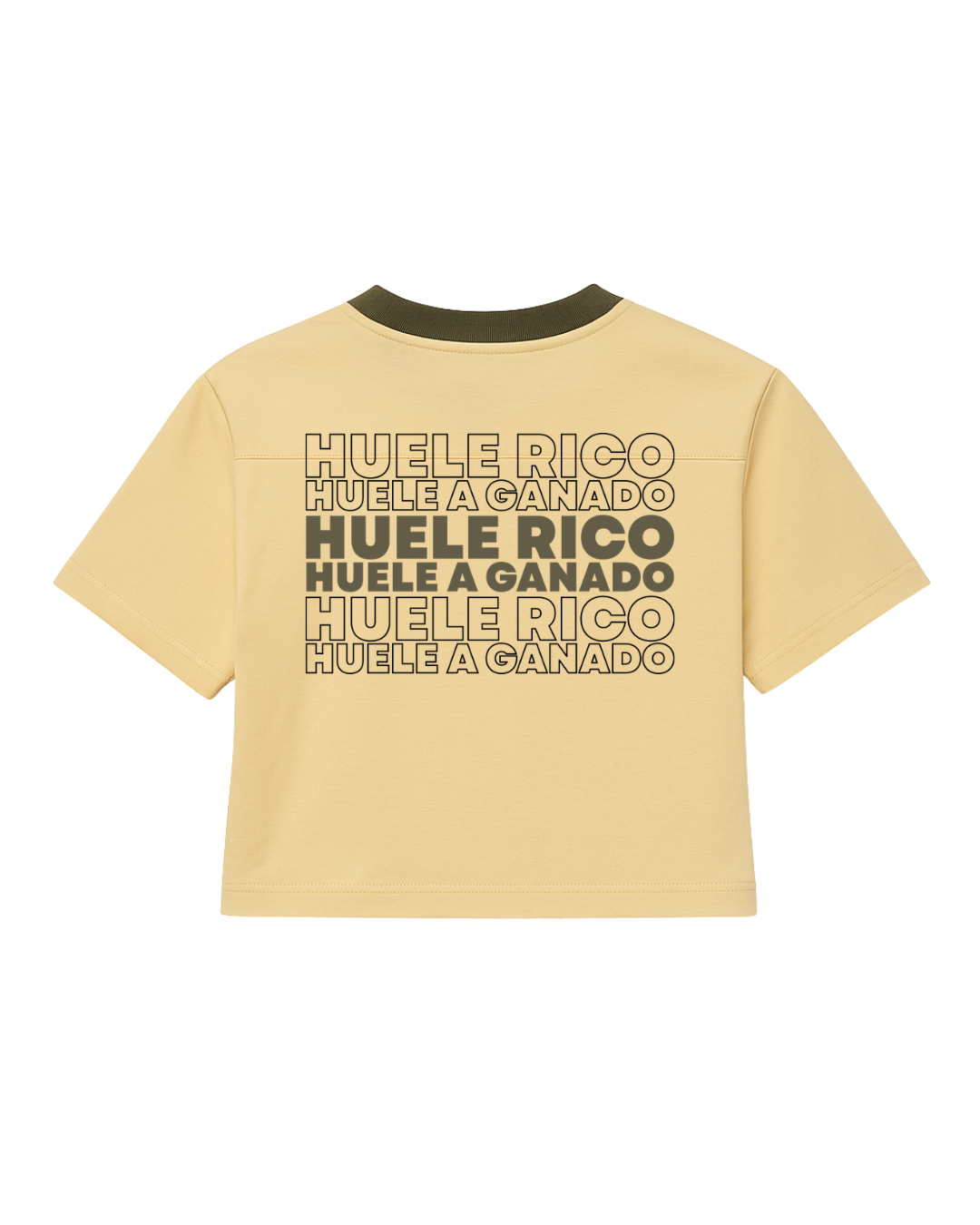 Camiseta manga corta color Beige, con detalles en Verde (Mujer)
