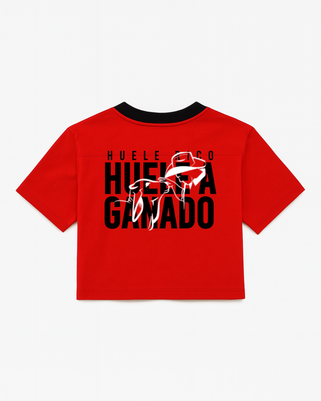 Camiseta manga corta color Rojo, con detalles en Negro (Mujer)