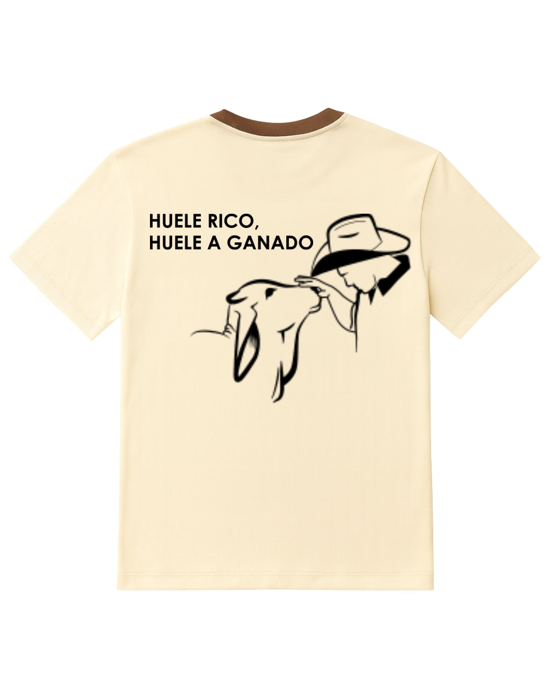 Camiseta manga corta color Beige, con detalles en café (Hombre)