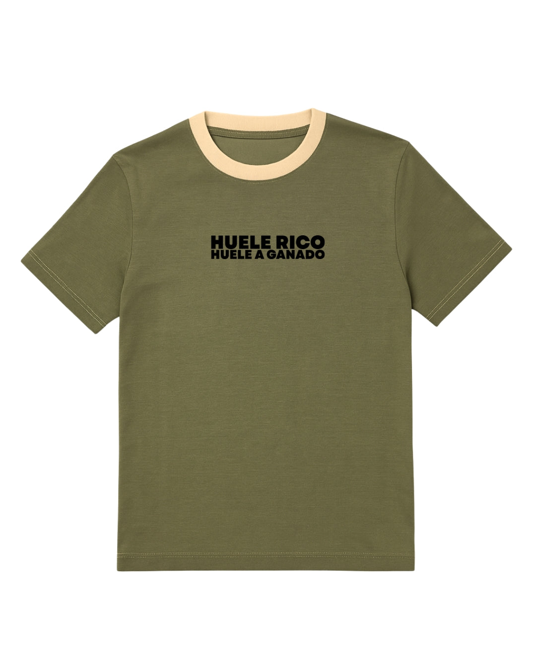 Camiseta manga corta color verde, con detalles crema (Hombre)