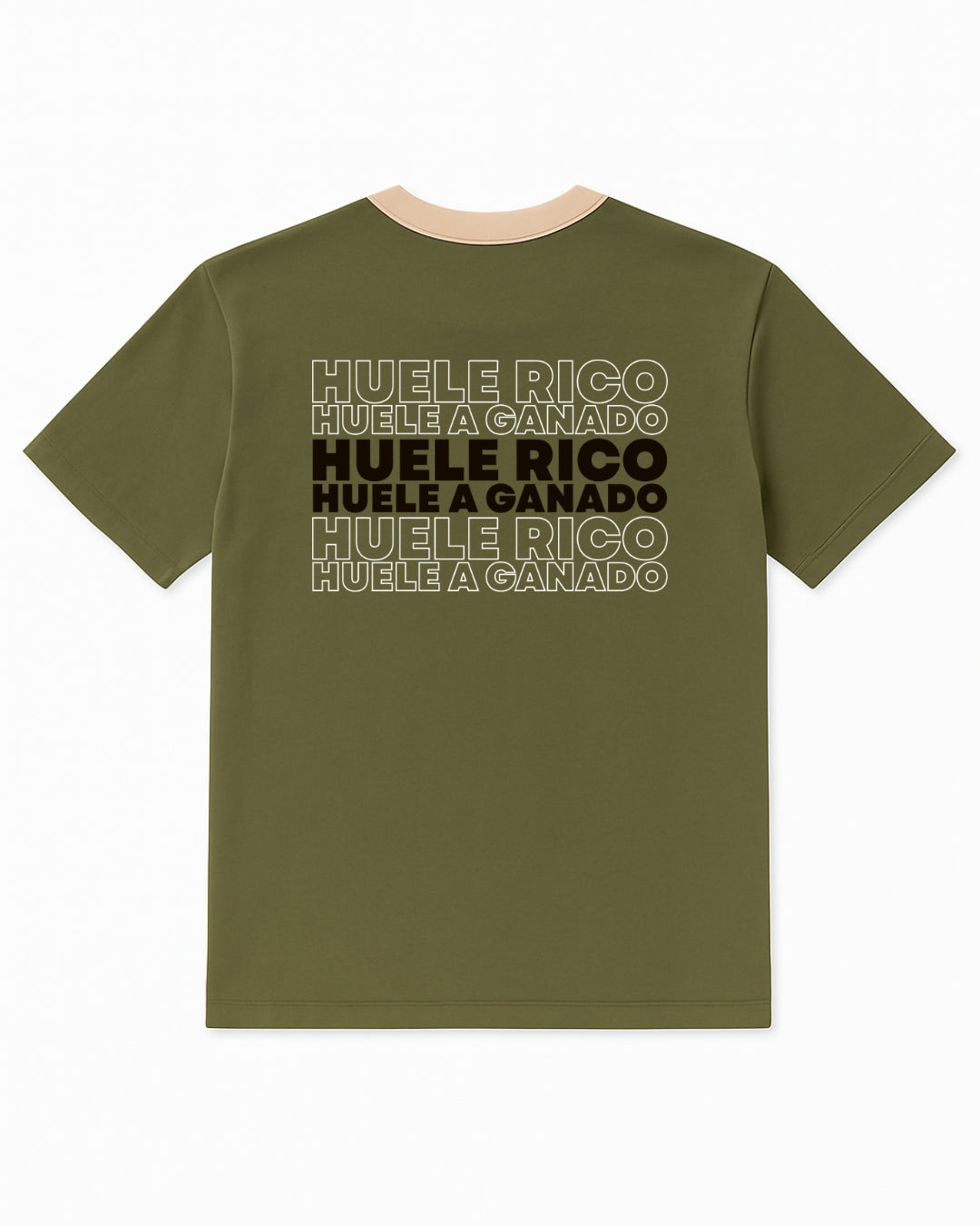 Camiseta manga corta color verde, con detalles crema (Hombre)