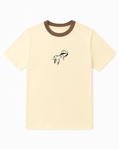 Camiseta manga corta color Beige, con detalles en café (Hombre)