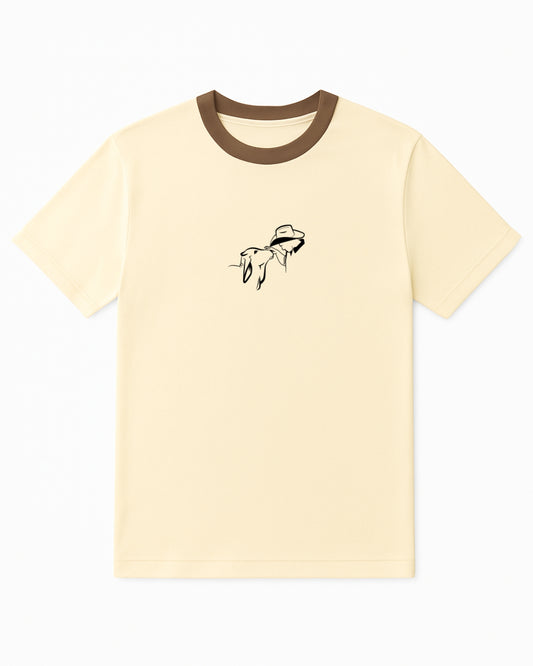 Camiseta manga corta color Beige, con detalles en café (Hombre)