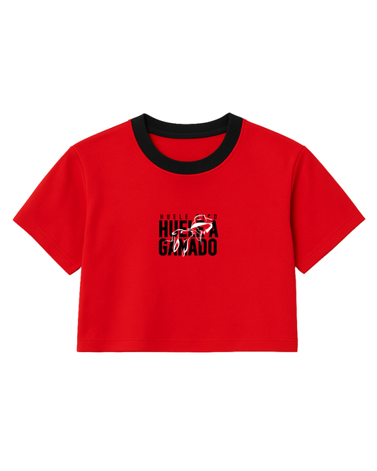 Camiseta manga corta color Rojo, con detalles en Negro (Mujer)